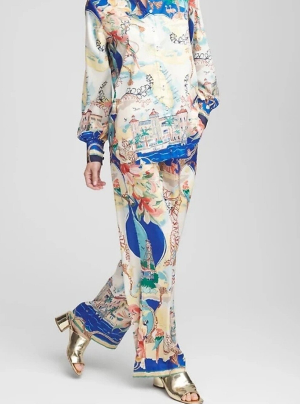 Chico's Printed Wide-Leg Pants - Blue Multi